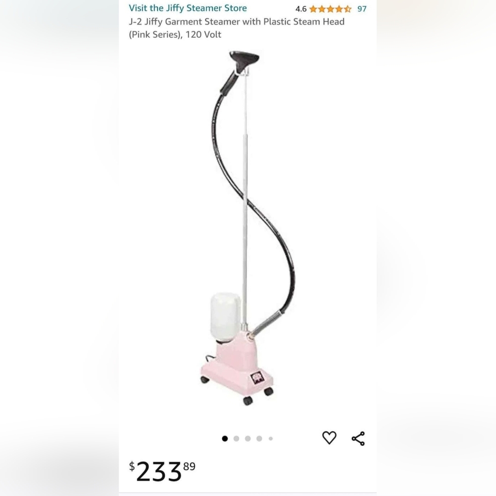 J-2 Jiffy Garment Steamer with Plastic Steam Head (Pink)